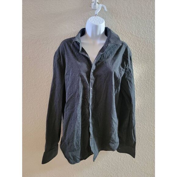 Armani Exchange Men's Black Pinstripe Long Sleeve Button-Up Shirt Size Large - Picture 1 of 4